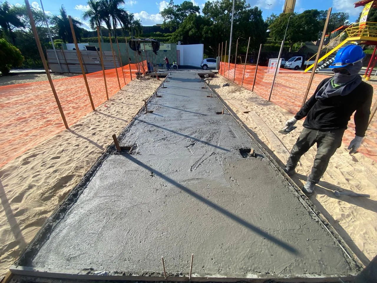 Preparação de piso em obra